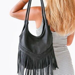 Liberte Black Fringe Leather Purse. NEW without Tags
